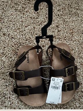 Old Navy Dark Brown Double-Buckle Leather-Look Sandals